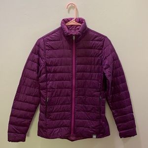 REI Coop purple puffer down coat